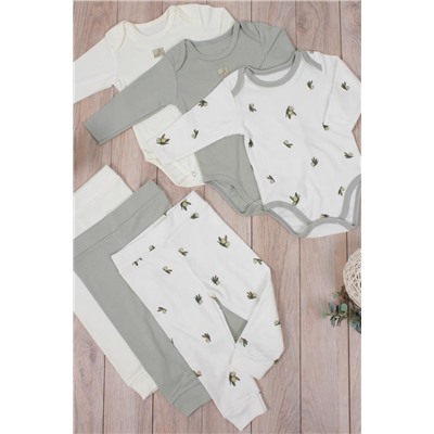 Комплект одежды для новорожденных, костюм боди и штаны 3 шт арт. НБ-3БЧШ (Оливки)