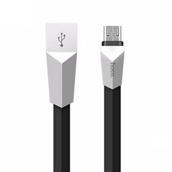 Кабель USB/micro USB HOCO X4 1.2м цв.черный(2.4A, плоский,силикон,коробка)