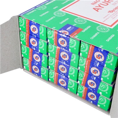 Satya-15-BL Блок благовоний Ayurveda (Аюрведа) 12 упаковок по 15 грамм