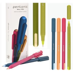 Ручка шариковая 12шт Linc PENTONIC Color синяя 0,7 мм, круглый корпус ассорти, игольчатый наконечник