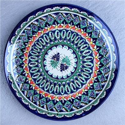 Ляган Риштанская Керамика "Узоры", 32 см, синий
