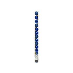 Набор пластиковых шаров МИНИАТЮРНЫЕ (глянцевые, матовые, глиттер), цвет: королевский синий, 3 см, упаковка 14 шт., Kaemingk