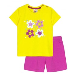 Комплект для девочки (футболка_шорты) 41131 (Желтый/фуксия)