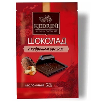 Шоколад молочный с кедровым орехом, Kedrini, 23г