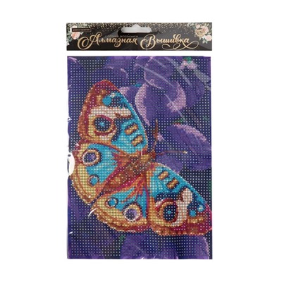 Алмазная мозаика с полным заполнением на холсте «Бабочка», 15 х 21 см