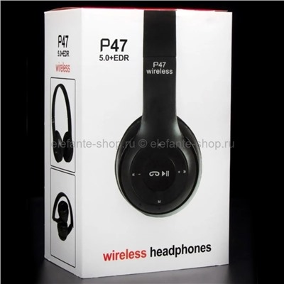 Беспроводные наушники P47 Wireless Headphones Black (15)