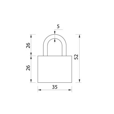 Замок навесной, тип 25, 35х55 мм, 3 ключа