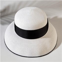 Шляпа женская с лентой MINAKU цвет белый, р-р 56-58