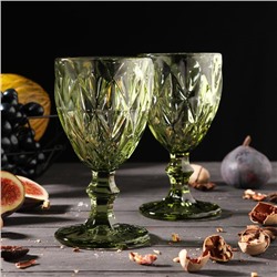 Набор бокалов стеклянных Magistro «Круиз», 250 мл, 2 шт, цвет зелёный