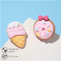 Серьги пластик "Вкусности" пончик с мороженым, цвет бело-розовый