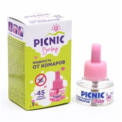 Дополнительный флакон-жидкость от комаров "Picnic Baby", с экстрактом ромашки, 45 ночей, 30 мл   146