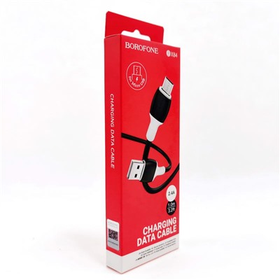 Кабель USB/micro USB Borofone BX84 1м цв.черный(2.4A, круглый,силикон,коробка)