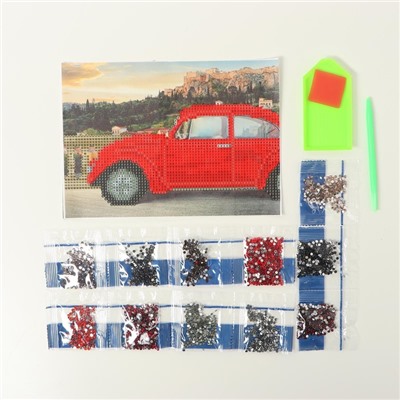 Алмазная мозаика с частичным заполнением «Машина» 15×21 см, холст