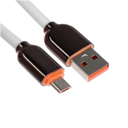 Кабель MicroUSB - USB, 2.4 A, оплётка PVC, 1 метр, белый