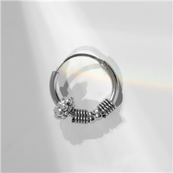 Пирсинг в ухо "Кольцо" рельеф, d=13 мм, цвет серебро