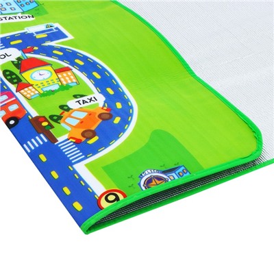 Игровой коврик для детей на фольгированной основе «Веселые дороги», размер 180х150x0,5 см, Крошка Я