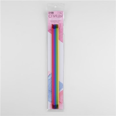 Спицы для вязания, чулочные, из алюминия, d = 4 мм, 26 см, 5 шт, цвет МИКС