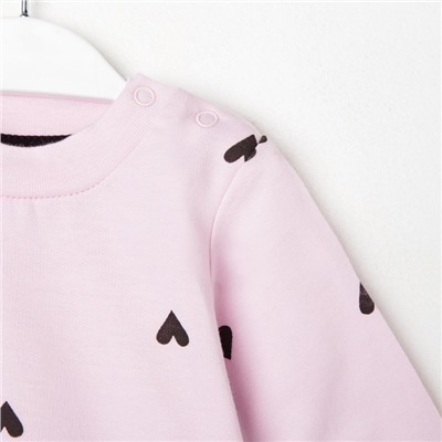 Комплект: джемпер и брюки Крошка Я «Сердечки», цвет розовый/серый, рост 68-74 см