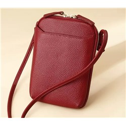Женская маленькая кожаная сумка-кошелек, красная