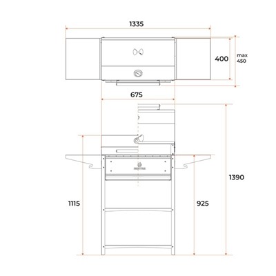 Мангал Family Optima BBQ FOB 2000, 2 мм, 133,2 х 44,1 х 111 см