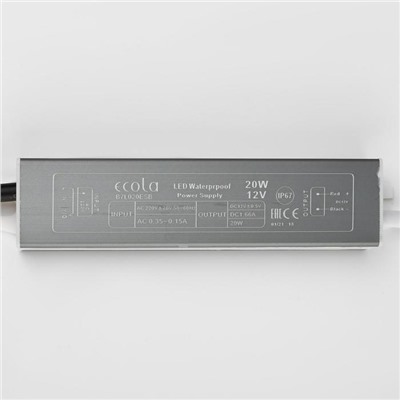 Блок питания Ecola для светодиодной ленты 12 В, 20 Вт, IP67