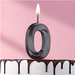 Свеча в торт на шпажке «‎Грань», цифра "0", черная, 5 см