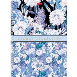 Тетрадь А4  80л клетка на спирали твердая обложка "Floral collection" многоцветный срез (080574) 29683 Хатбер