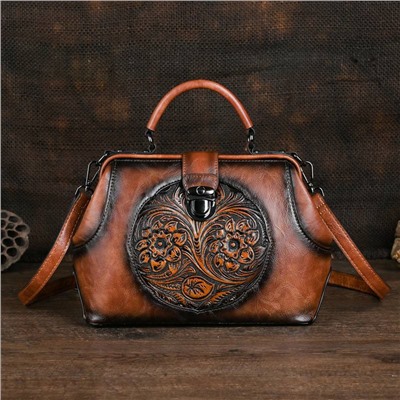 Рельефная Дамская  сумка в стиле ретро, карман с зажимом, ручная роспись, высокое качество, изысканный дизайн💞