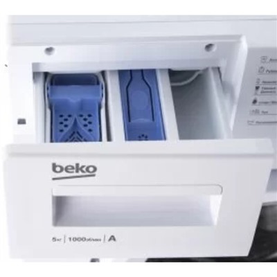 Стиральная машина Beko WRS5512BWW, класс А, 1000 об/мин, 5 кг, белая