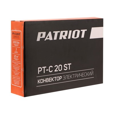 Электрический конвектор PATRIOT PT-C 20 ST, 2 кВт,  площадь 20 м², 3 режима, защита IP20