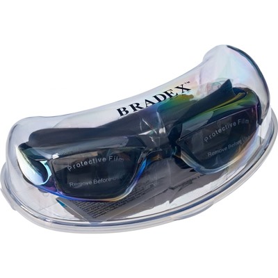Очки для плавания Bradex, серия «Комфорт+"», черные, цвет линзы - зеркальный