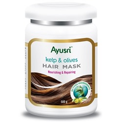 Маска для волос Питание и восстановление с ламинарией и оливой (Kelp and Olives Hair Mask) Ayusri, 500 г