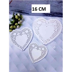 Бумажные салфетки ажурные в форме сердца, (100шт) размер:16см