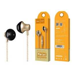 Наушники вкладыши HOCO M18 Metal с микрофоном цв.золотой(кабель 1.2м,коробка)