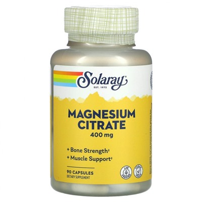 Solaray, Цитрат магния, 133 мг, 90 растительных капсул