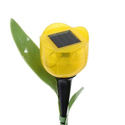 Садовый светильник на солнечной батарее «Тюльпан жёлтый», 4.5 × 29 × 4.5 см, 1 LED, свечение белое