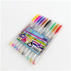 Ручки гелевые. Набор 10 цв. 1,0мм Glitter Pen (№BP-004/k371)