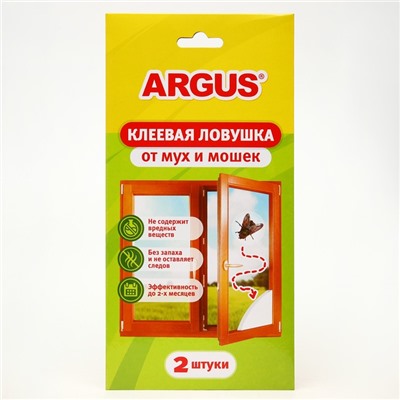 Клеевая оконная ловушка-уголок "Argus", от мух и мошек, 2 шт