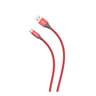 Кабель PERO DC-02, microUSB - USB, 2 А, 1 м, тканевая оплетка, красный