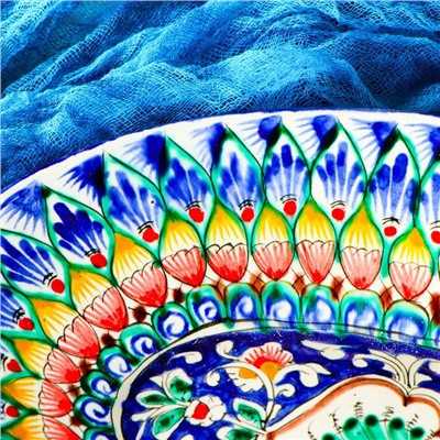 Селедочница Риштанская Керамика "Узоры", 34 см, разноцветное, овальное