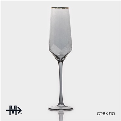 Набор бокалов из стекла для шампанского Magistro «Дарио», 180 мл, 7×27,5 см, 2 шт, цвет графит