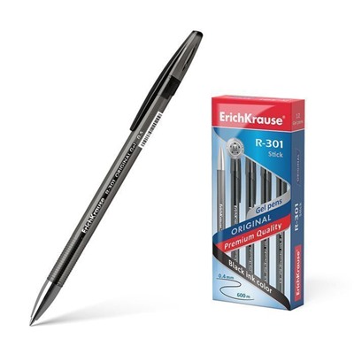 Ручка 12шт гелевая 0.5мм,черный ,ErichKrause R-301 ORIGINAL GEL