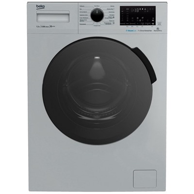 Стиральная машина Beko WSPE7H616S, класс А, 1200 об/мин, до 7.5 кг, с паром, серо/черная