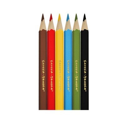 Набор цветных карандашей 6 цветов, короткие шестигранные, дерево,  3+