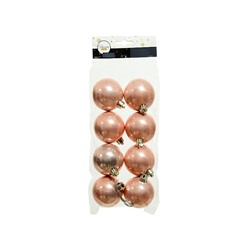 Набор однотонных пластиковых шаров эмалевых, цвет: нежно-розовый, 60 мм, упаковка 8 шт., Kaemingk (Decoris)