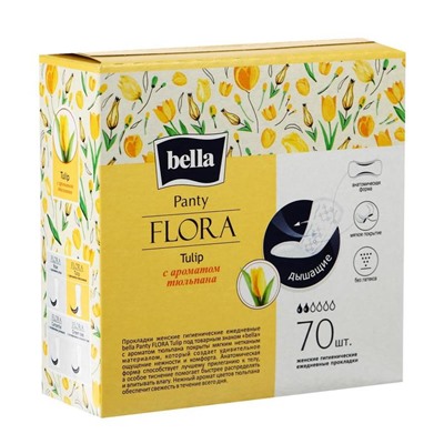 Прокладки женские гигиенические ежедневные bella Panty FLORA Tulip с ароматом тюльпана, 70 шт.