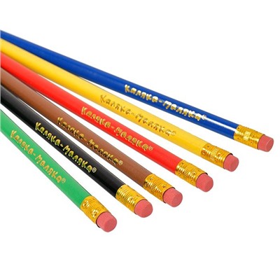 Набор цветных карандашей 12 цветов стираемые, с ластиком, трехгранные, пластиковые Каляка-Маляка