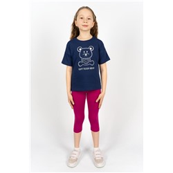 Комплект для девочки 41104 (футболка_бриджи) (Синий/ягодный)