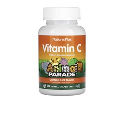 Animal Parade Витамин C для детей со вкусом апельсинового сока 90 жевательных таблеток