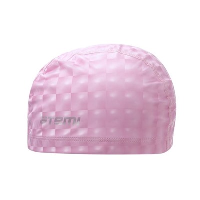 Шапочка для плавания Atemi PU 130, тканевая с полиуретановым покрытием, цвет розовый 3D